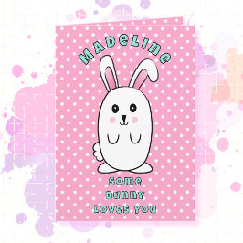 2歳の誕生日 かわいいウサギのキャラクター ピンク スイート カード