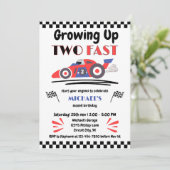 2歳の誕生日 どんどん大きくなる 赤と青のレーシングカー 招待状 (スタンド正面)