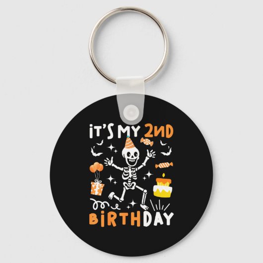 2歳の誕生日 キッズ 面白い スケルトン 2歳の誕生日 キーホルダー (正面)