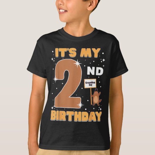 2歳の誕生日 グラウンドホッグデー 2歳 女の子 Tシャツ (正面)