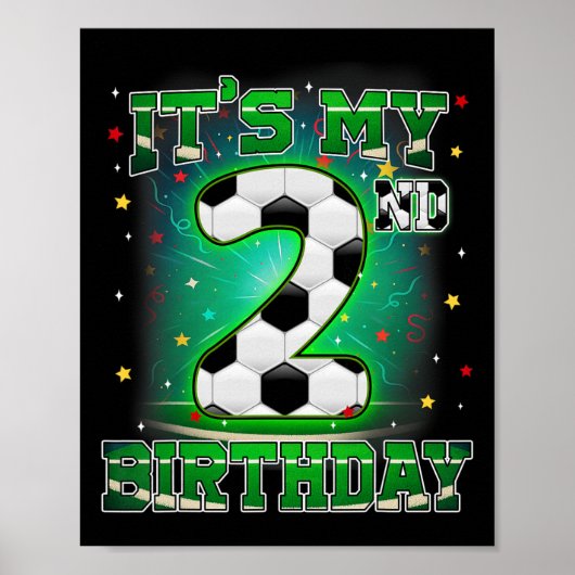 2歳の誕生日 サッカー好きな男の子 お誕生日パーティー ポスター (正面)