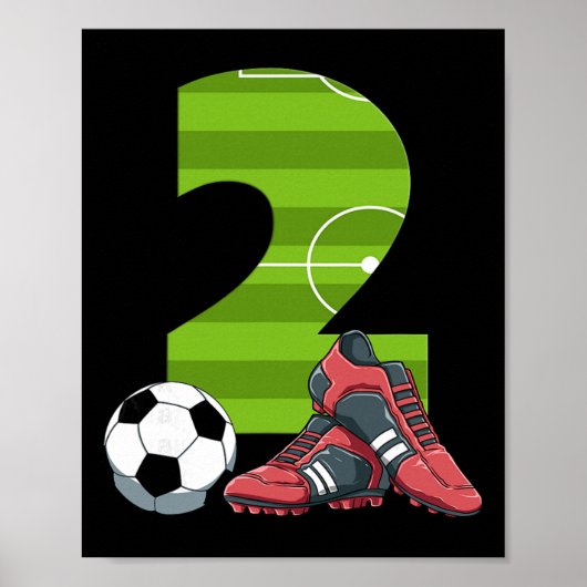 2歳の誕生日 サッカー 初誕生日 フットボール キッズ ポスター (正面)