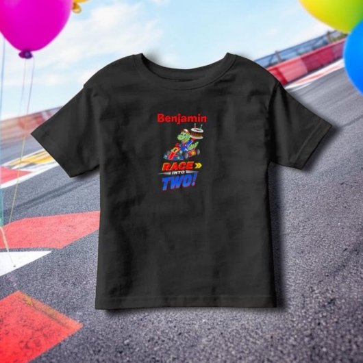 2歳の誕生日 ダイナソーレースカー レディセット トドラーTシャツ