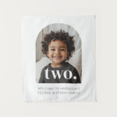 2歳の誕生日 ツー アーチ型写真 ウェルカムサイン タペストリー (正面)