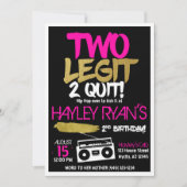 2歳の誕生日 ツー・レジット・ツー・クイット ヒップホップ ご招待 招待状 (正面)