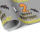 2歳の誕生日:ハロウィン スプーキー + 名前入り ラッピングペーパー (ロールコーナー)