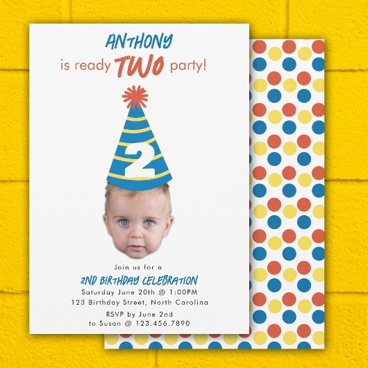 2歳の誕生日 バースデー 顔写真 招待状