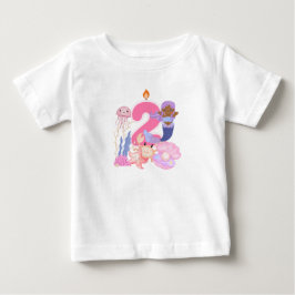 2歳の誕生日 パステルマーメイドと海の生き物たち キッズ ベビーTシャツ