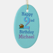 2歳の誕生日、ボートと名前 セラミックオーナメント (右)