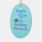 2歳の誕生日、ボートと名前 セラミックオーナメント (左)
