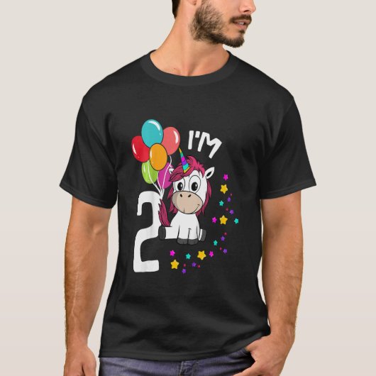 2歳の誕生日 ユニコーン 女の子 2歳の誕生日 Tシャツ (正面)