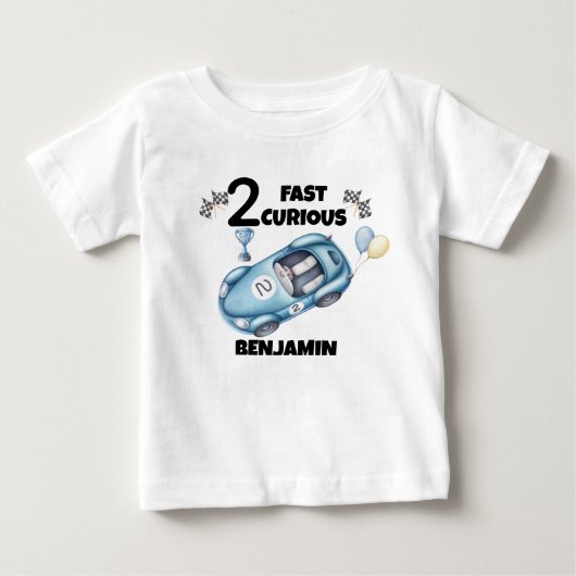 2歳の誕生日 レーシングカータシャツ 名入れ ベビーTシャツ (正面)