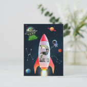 2歳の誕生日 ロケット宇宙 | 巨大な2の写真コラージュ ポストカード (スタンド正面)