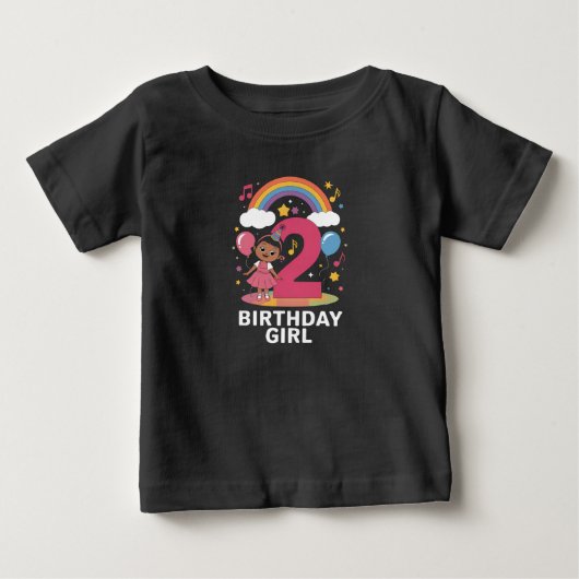 2歳の誕生日 女の子 かわいい 2歳の誕生日 ベビーTシャツ (正面)