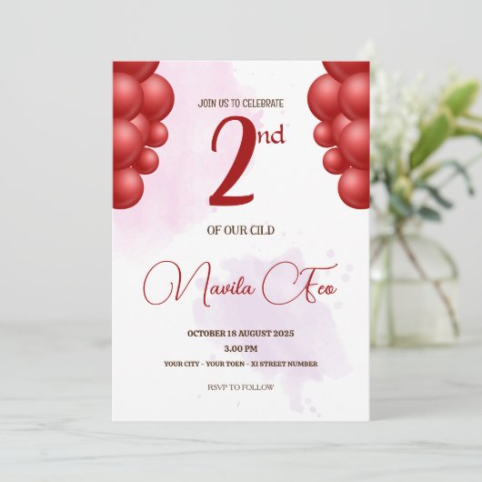 2歳の誕生日 招待状 (スタンド正面)