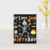 2歳の誕生日 楽しいスケルトン カード (黄色い花)