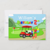 2歳の誕生日 赤いゴルフカート 男の子のカード サンキューカード (裏面)