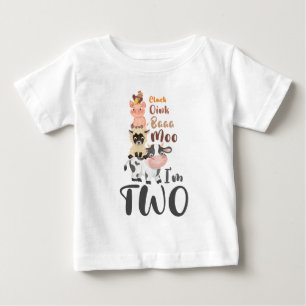 2歳の誕生日、農家の動モー物たちがかわいいTシャツ2枚 ベビーTシャツ