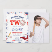 2歳の誕生日 野球の写真 招待状 (正面)