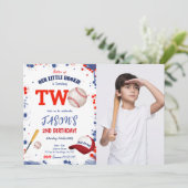 2歳の誕生日 野球の写真 招待状 (スタンド正面)