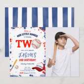 2歳の誕生日 野球の写真 招待状 (正面/裏面)