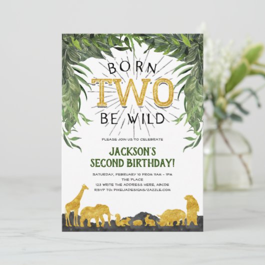 2歳の誕生日、野生まれ生のサファリ·アニマル。 招待状 (スタンド正面)