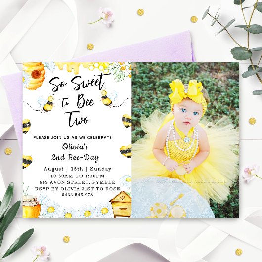 2歳の誕生日　Beeちゃんとってもスイート　BeeツーBee フォト 招待状
