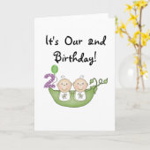 2歳の誕生日Tシャツと贈り物にツインピース カード (黄色い花)