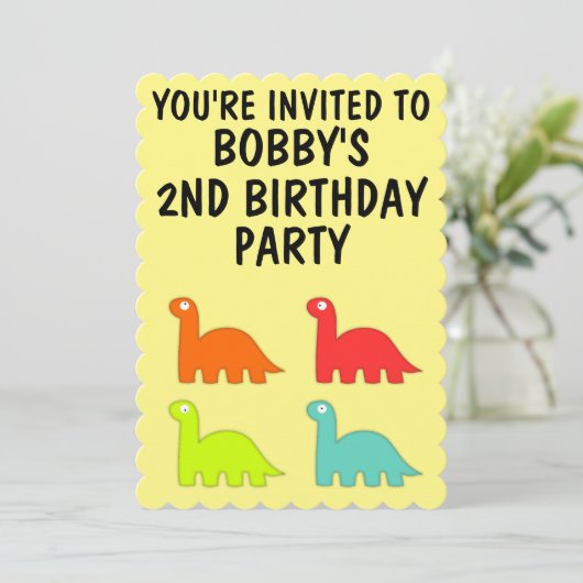 2歳の誕生日TWO INVITATIONST-レックスDINO 招待状 (スタンド正面)