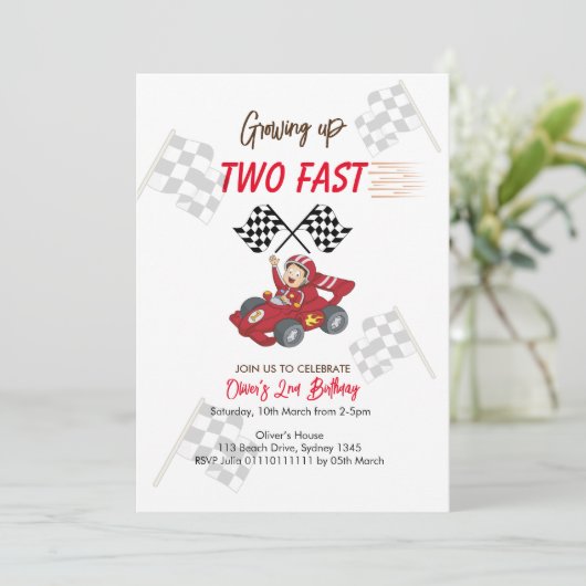 2歳の速い2番目の誕生日招待状 招待状 (スタンド正面)