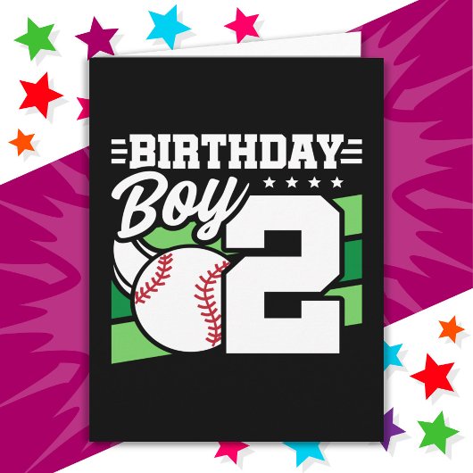 2歳の野球パーティーテーマ2歳の誕生日ボーイ カード