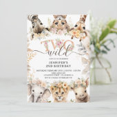 2歳の野生の誕生日 | サファリジャングルの動物たち 2歳の誕生日ガール 招待状 (スタンド正面)