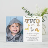 2歳の野生の2歳の誕生日サファリパーティーで男の子 招待状 (スタンド正面)