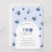 2歳の青いブルーベリーの男の子の誕生日 招待状 (正面)