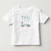 2歳の青いレースカーの誕生日Tシャツ トドラーTシャツ (正面)