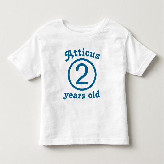 2歳の青パーソナライズされた色 トドラーTシャツ (正面)