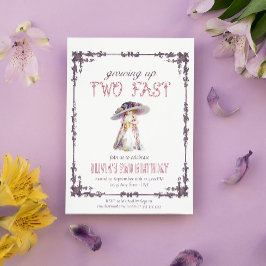 2歳の高速ヴィンテージの女の子の誕生日 招待状