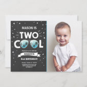 2歳クールの誕生日の招待ボーイ2歳の誕生日ブルー 招待状 (正面)