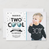 2歳クールの誕生日の招待ボーイ2歳の誕生日ブルー 招待状 (正面)