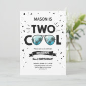 2歳クールの誕生日の招待ボーイ2歳の誕生日ブルー 招待状 (スタンド正面)