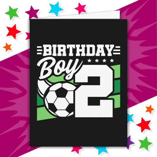 2歳サッカーサッカーパーティー2歳の誕生日ボーイ カード