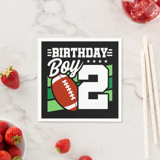 2歳サッカーパーティーテーマ2nd誕生日ボーイ スタンダードカクテルナプキン (インサイチュ)