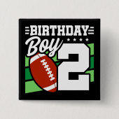 2歳サッカーパーティーテーマ2nd誕生日ボーイ 缶バッジ (正面)