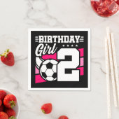 2歳サッカーパーティー2歳の誕生日ガール スタンダードカクテルナプキン (インサイチュ)