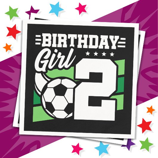 2歳サッカーパーティー2歳の誕生日ガール スタンダードカクテルナプキン
