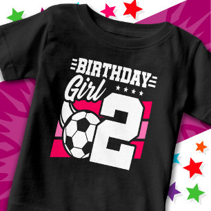 2歳サッカーパーティー2歳の誕生日ガール ベビーTシャツ