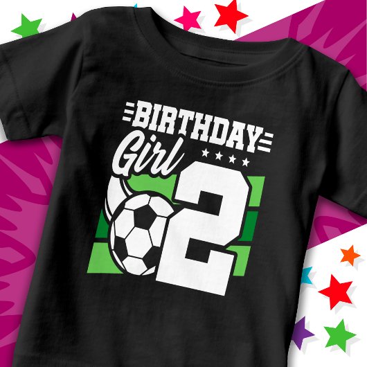 2歳サッカーパーティー2歳の誕生日ガール ベビーTシャツ