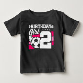 2歳サッカーパーティー2歳の誕生日ガール ベビーTシャツ (正面)