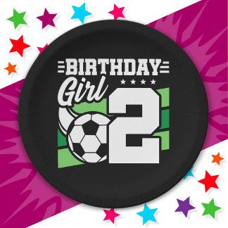 2歳サッカーパーティー2歳の誕生日ガール ペーパープレート