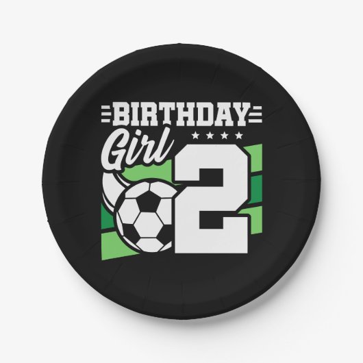2歳サッカーパーティー2歳の誕生日ガール ペーパープレート (正面)